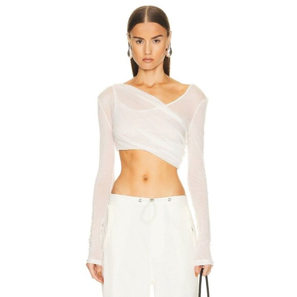 CHRISTOPHER ESBER Folded Crop Long Sleeve Top in Milk 0 New Womens Tee - Picture 2 of 16